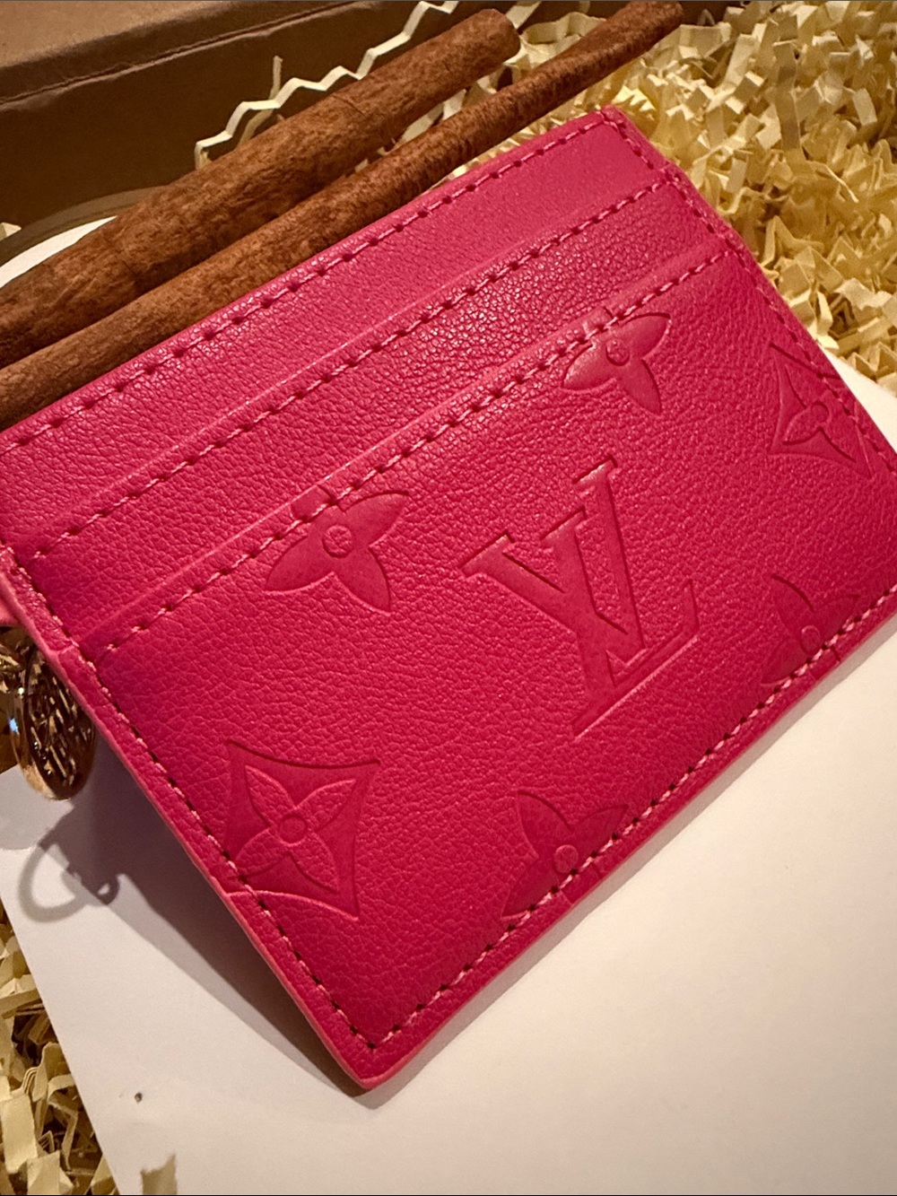 Fashion Accessories Pink Embossed Card Holder